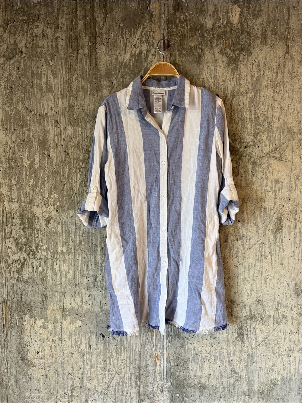 TOMMY BAHAMA Women's St. Lucia Linen-Blend Rugby Stripe Beach Shirt Size S - Picture 3 of 7
